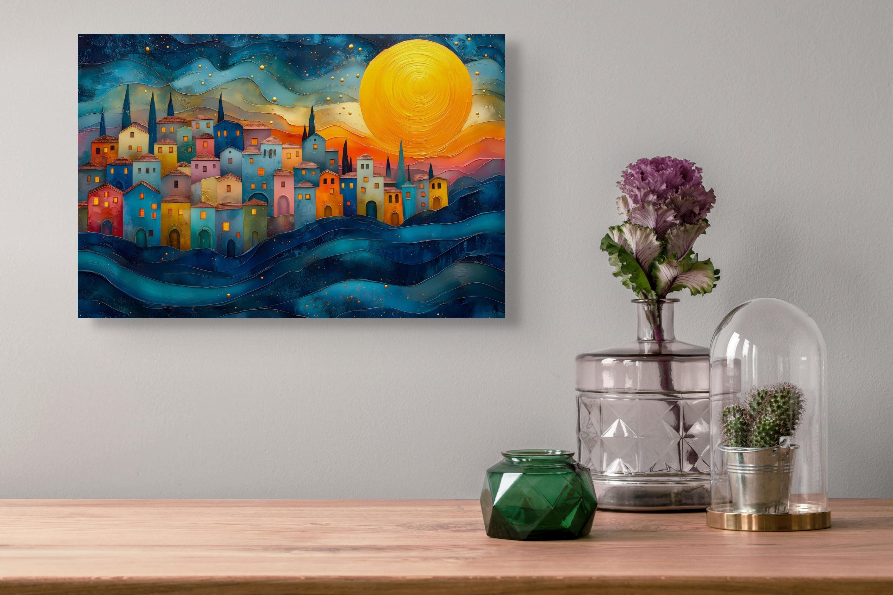Sicilian Sunset Acrylic Glass Wall Art: Mediterranean Landscape