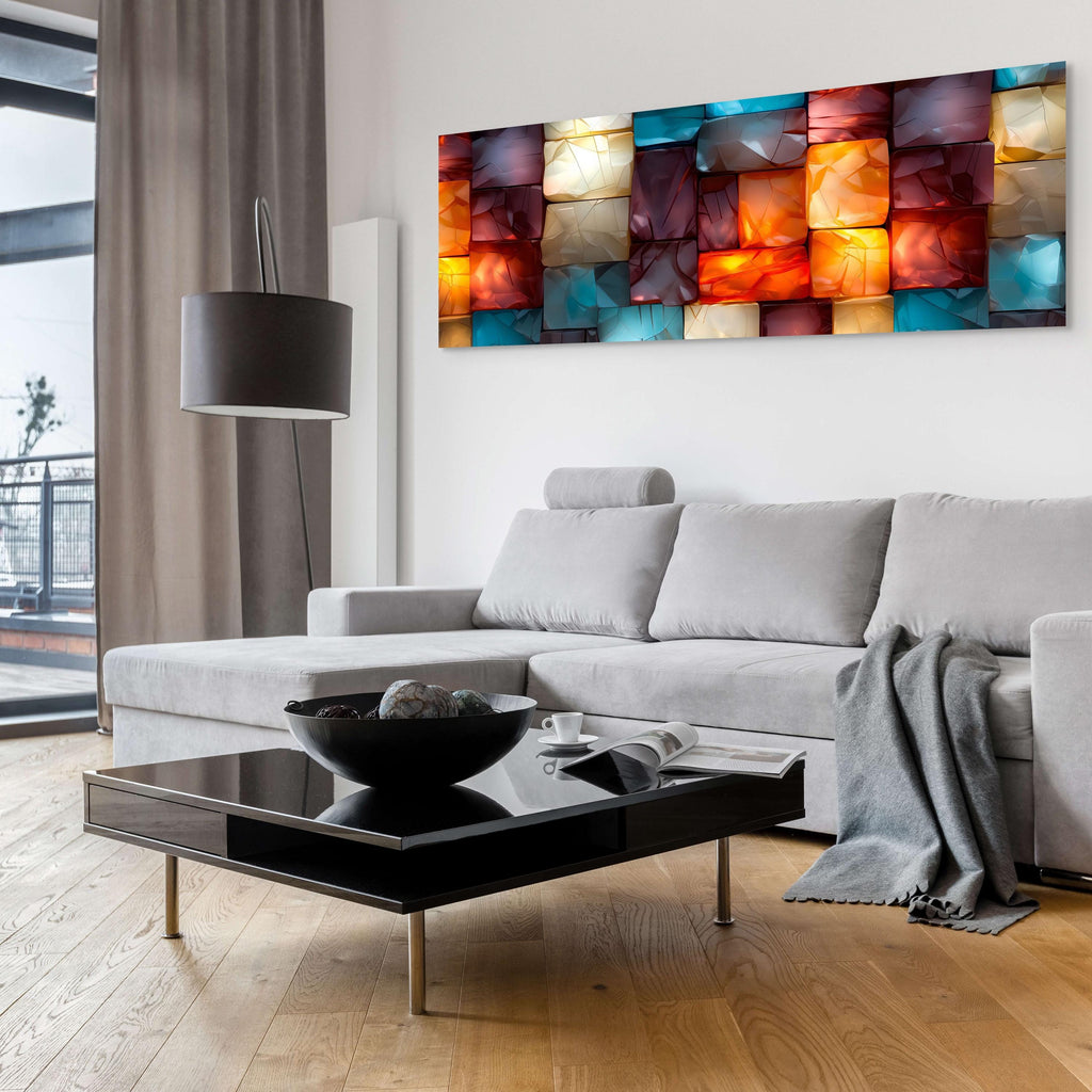 Oversized Panoramic Wall Art: 3D Light Play Acrylic Glass