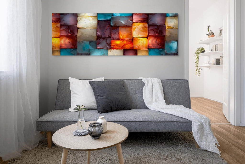 Oversized Panoramic Wall Art: 3D Light Play Acrylic Glass