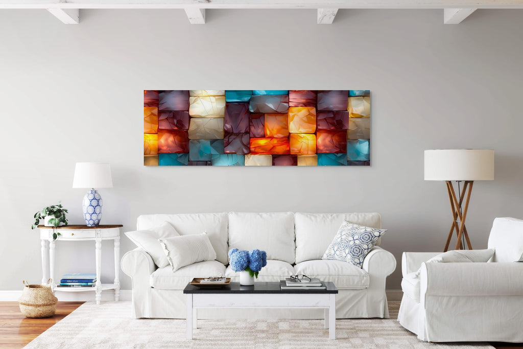 Oversized Panoramic Wall Art: 3D Light Play Acrylic Glass