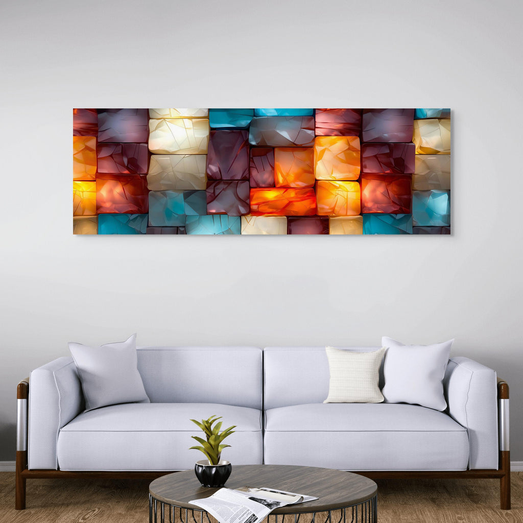 Oversized Panoramic Wall Art: 3D Light Play Acrylic Glass