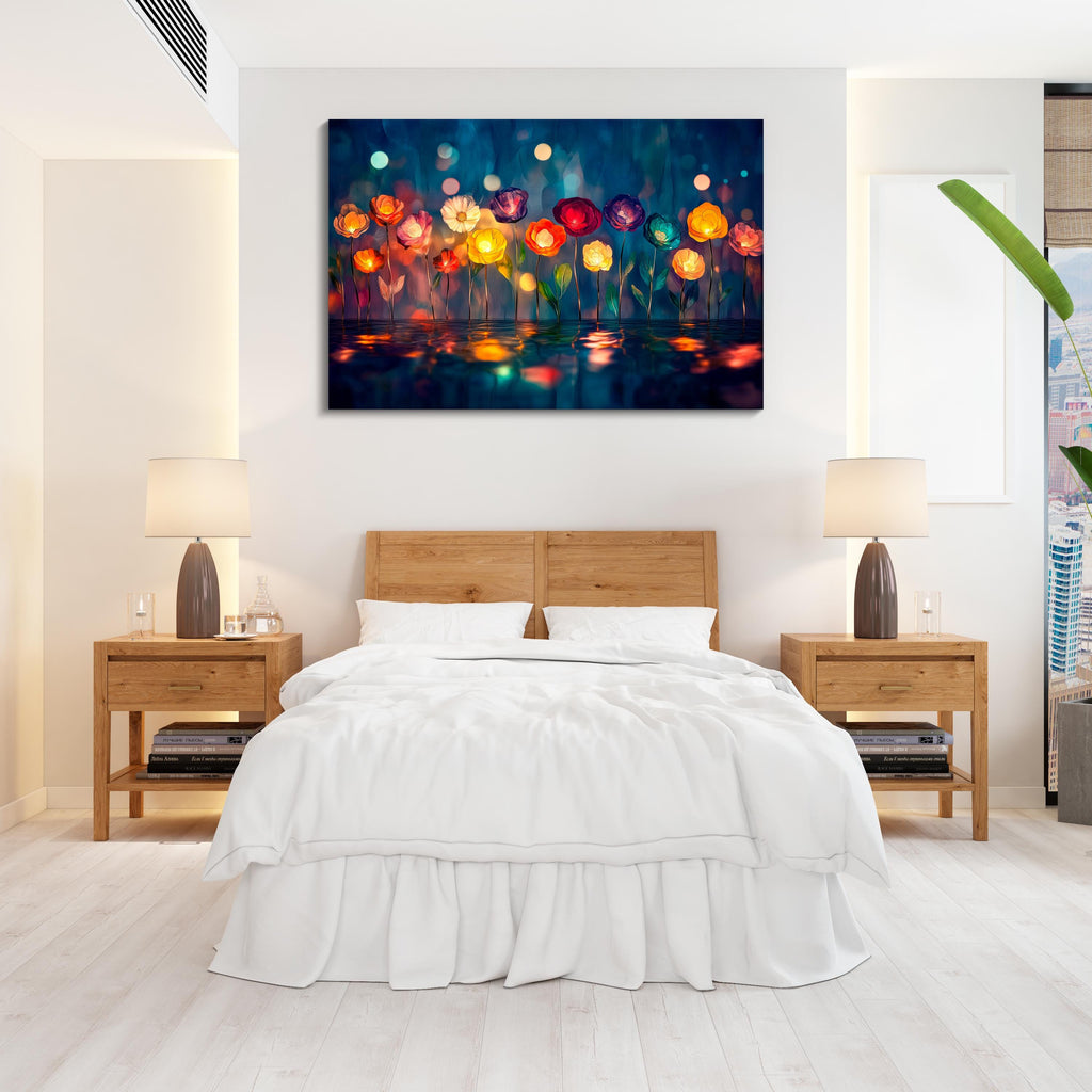 Luminous Floral Acrylic Glass Wall Art: Luxury Abstract Decor