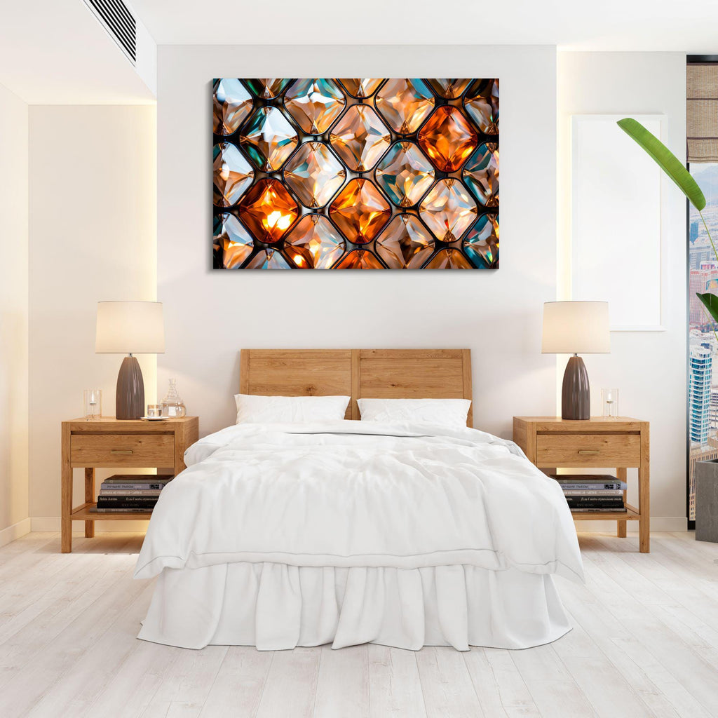 Prismatic Bastion Luxury Crystal Acrylic Wall Art | Geometric Faceted Mosaic | Contemporary Designer Wall Panel