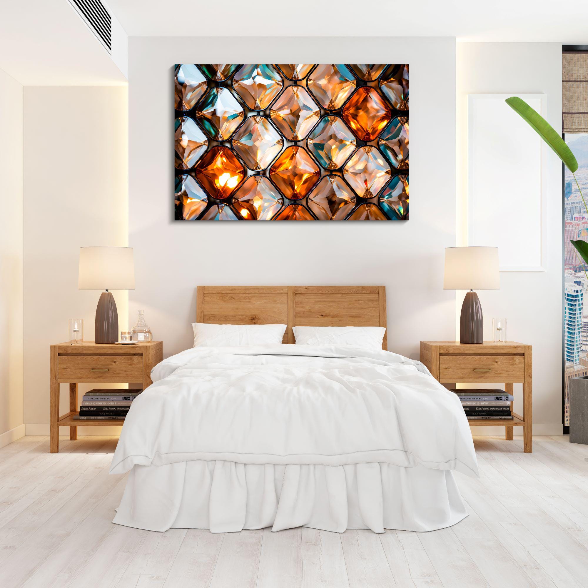 Prismatic Bastion Luxury Crystal Acrylic Wall Art | Geometric Faceted Mosaic | Contemporary Designer Wall Panel