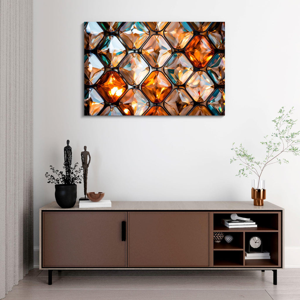 Prismatic Bastion Luxury Crystal Acrylic Wall Art | Geometric Faceted Mosaic | Contemporary Designer Wall Panel