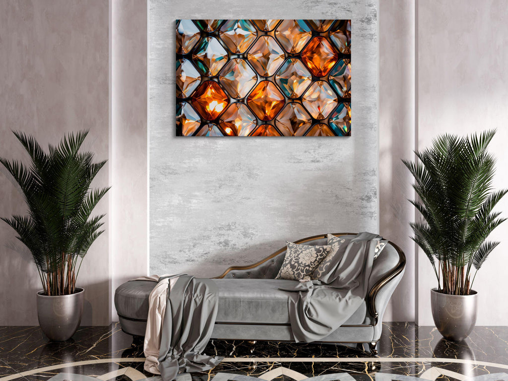 Prismatic Bastion Luxury Crystal Acrylic Wall Art | Geometric Faceted Mosaic | Contemporary Designer Wall Panel