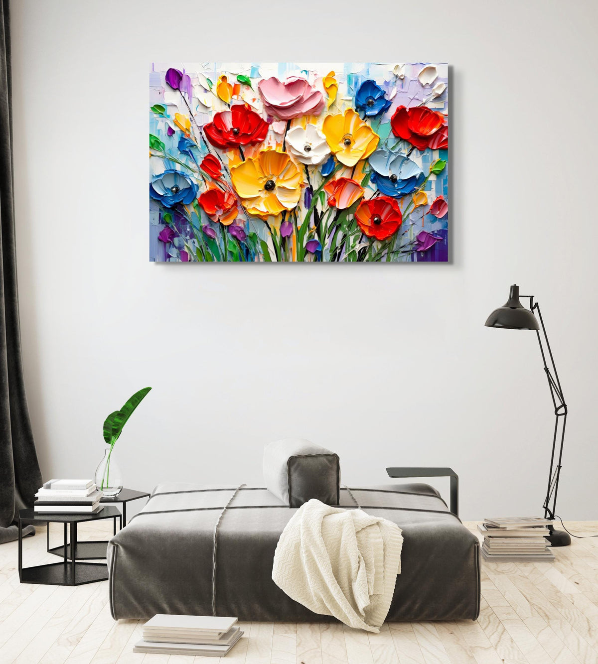Impasto Bloom Acrylic Glass Wall Art: Modern Landscape Painting