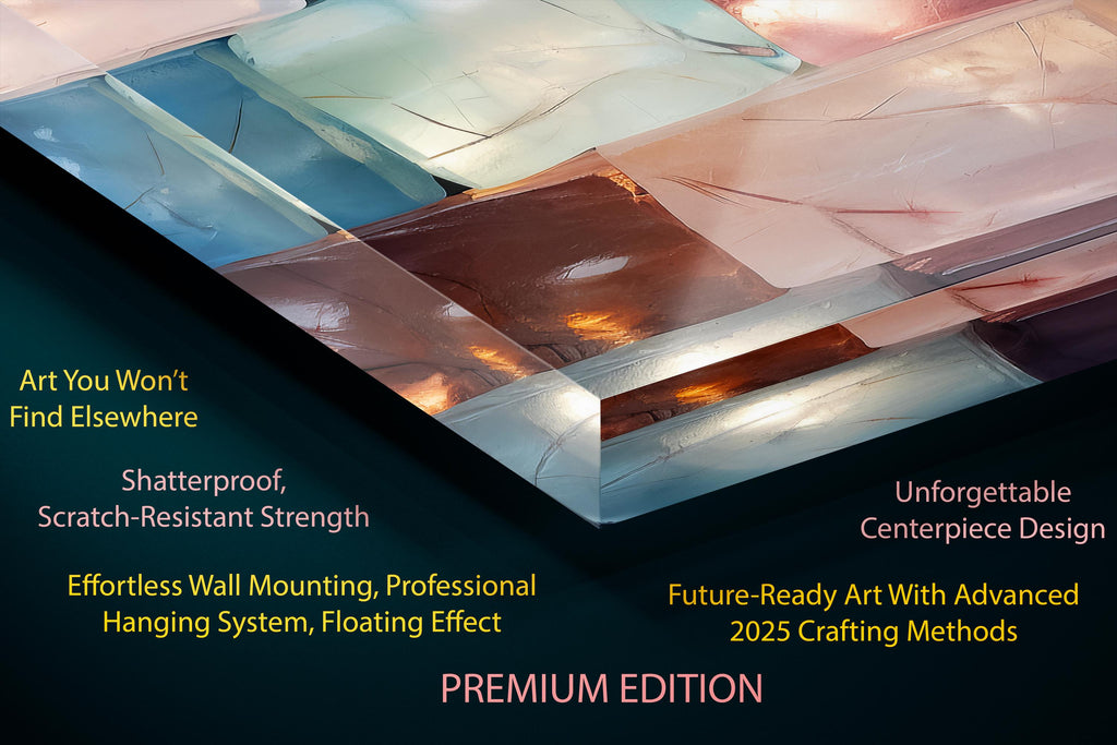 3D Acrylic Wall Art "CrystalForge" – Oversized Panoramic Above Bed Decor with Light Play Effect