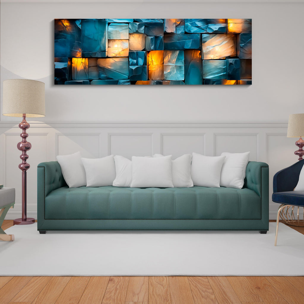 3D Light Play Wall Art: 'Obsidian Glow' Panoramic Acrylglass
