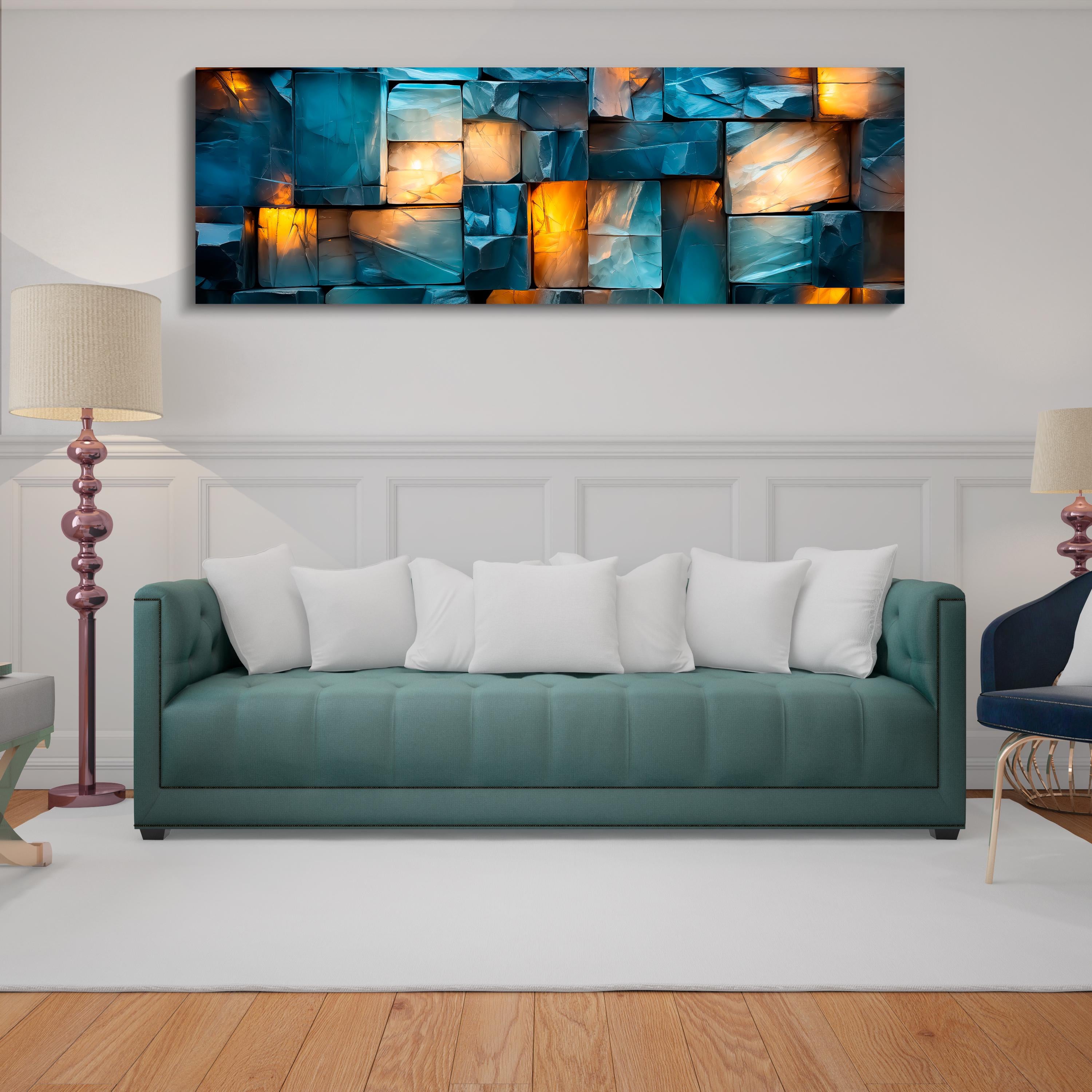 3D Light Play Wall Art: 'Obsidian Glow' Panoramic Acrylglass