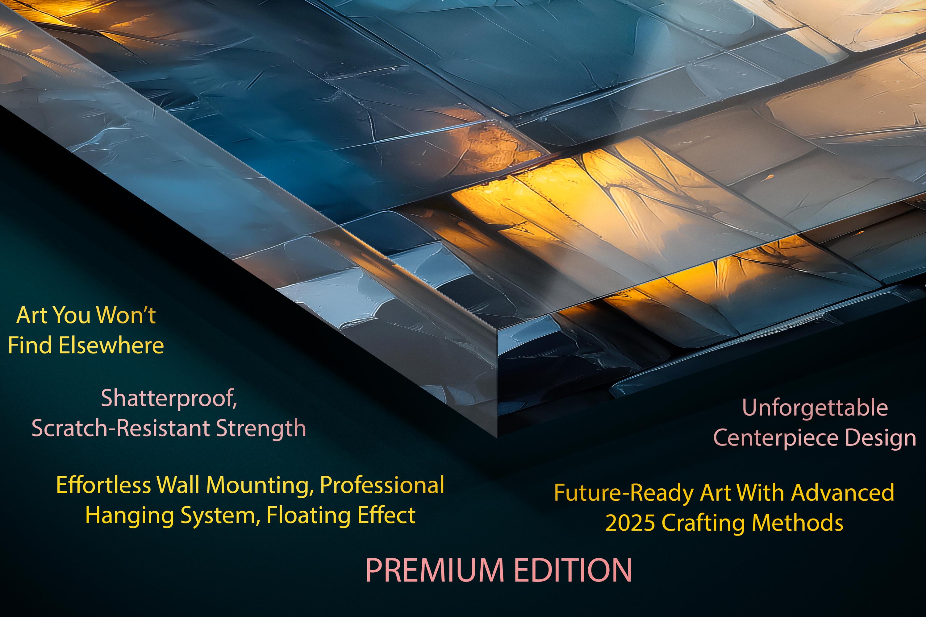 3D Light Play Wall Art: 'Obsidian Glow' Panoramic Acrylglass