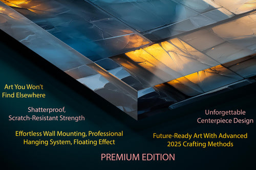 3D Light Play Wall Art: 'Obsidian Glow' Panoramic Acrylglass