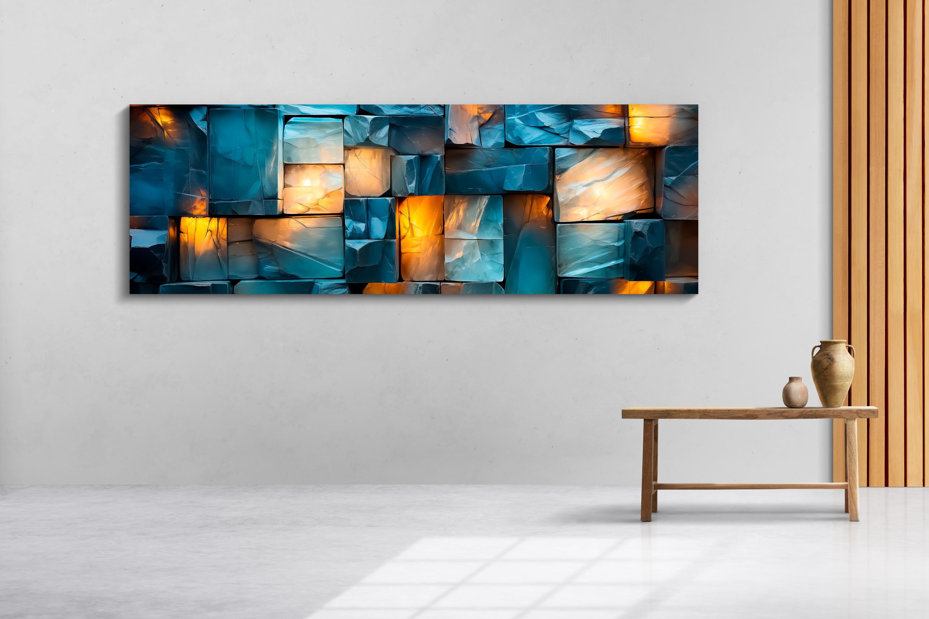 3D Light Play Wall Art: 'Obsidian Glow' Panoramic Acrylglass
