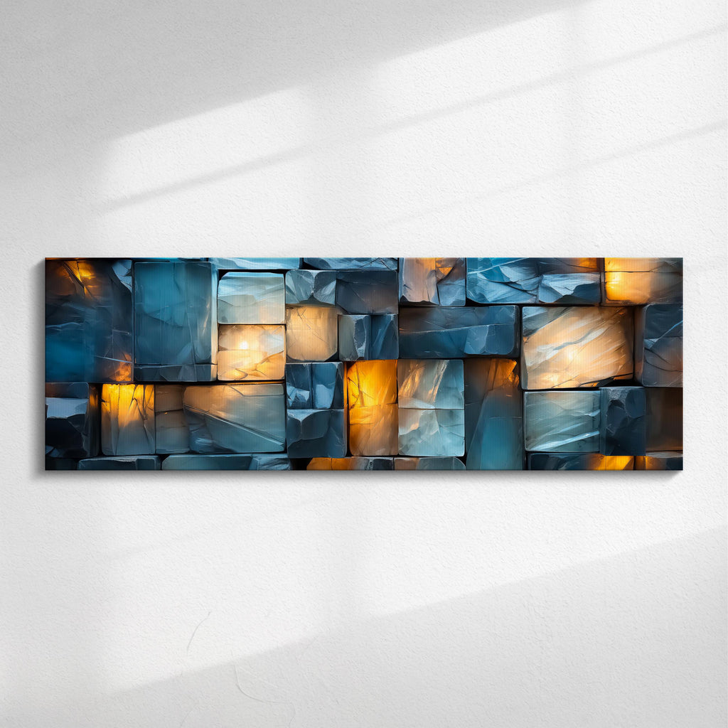 3D Light Play Wall Art: 'Obsidian Glow' Panoramic Acrylglass