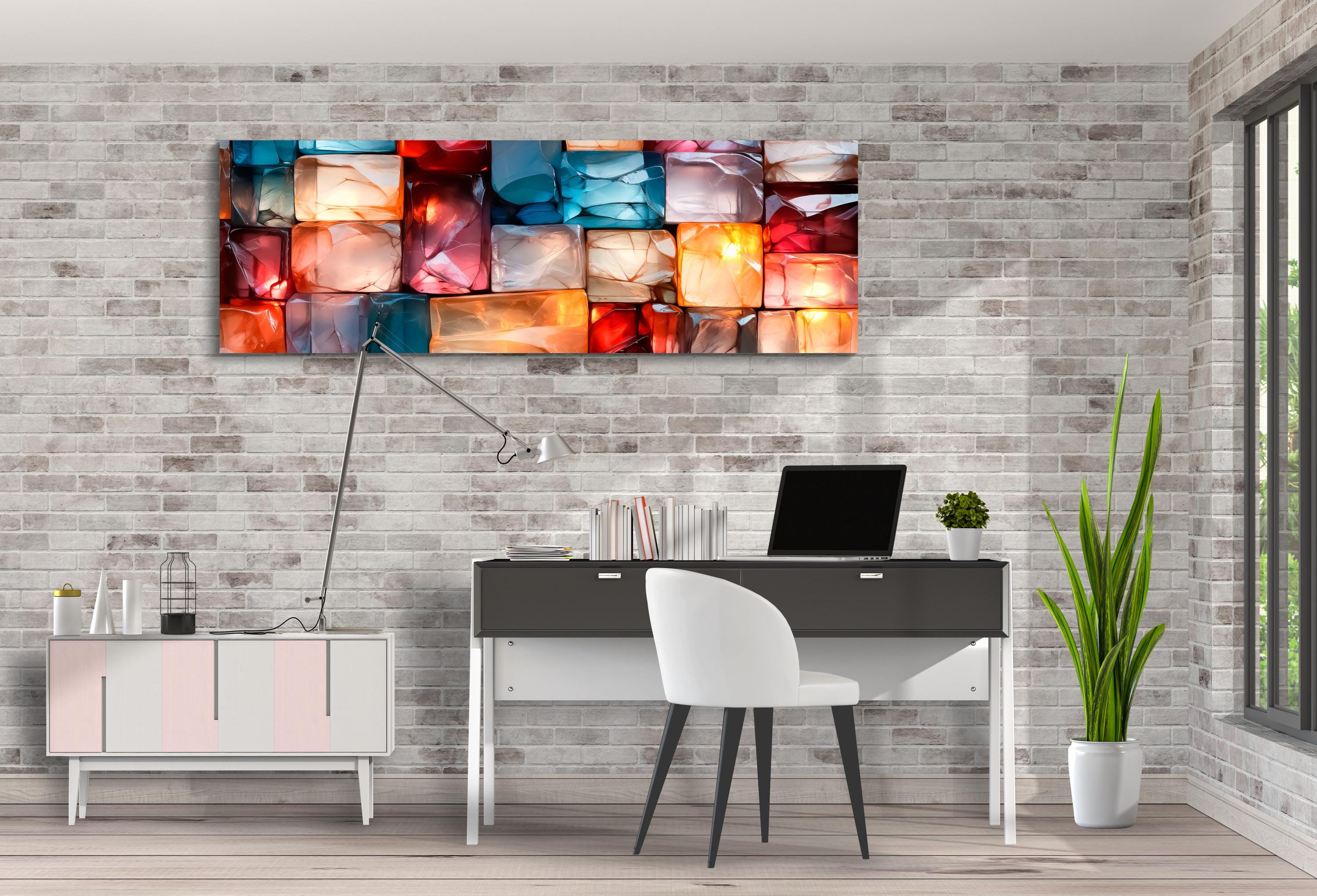 3D Crystal Glass Wall Art: 'Molten Prism' Panoramic Sculpture