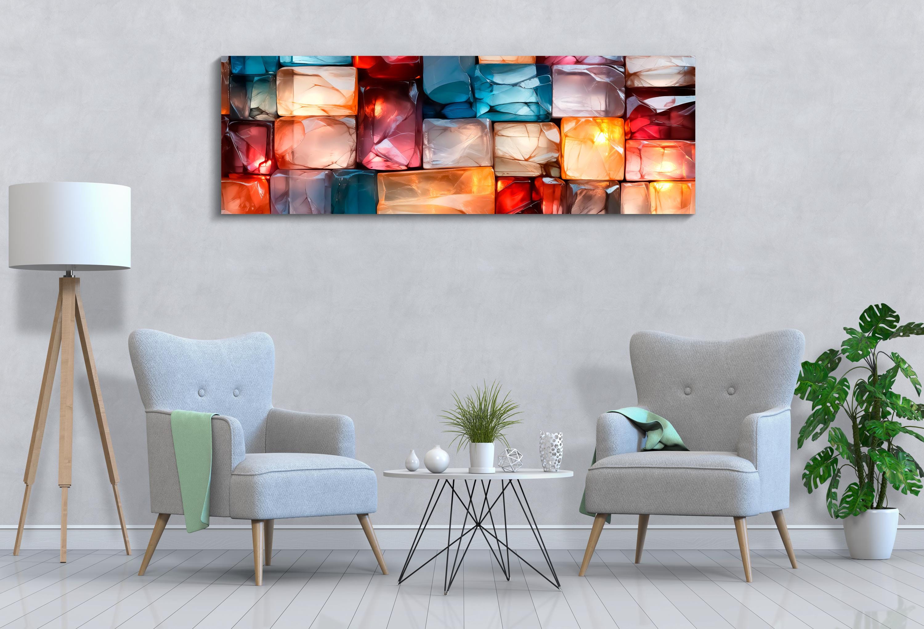 3D Crystal Glass Wall Art: 'Molten Prism' Panoramic Sculpture