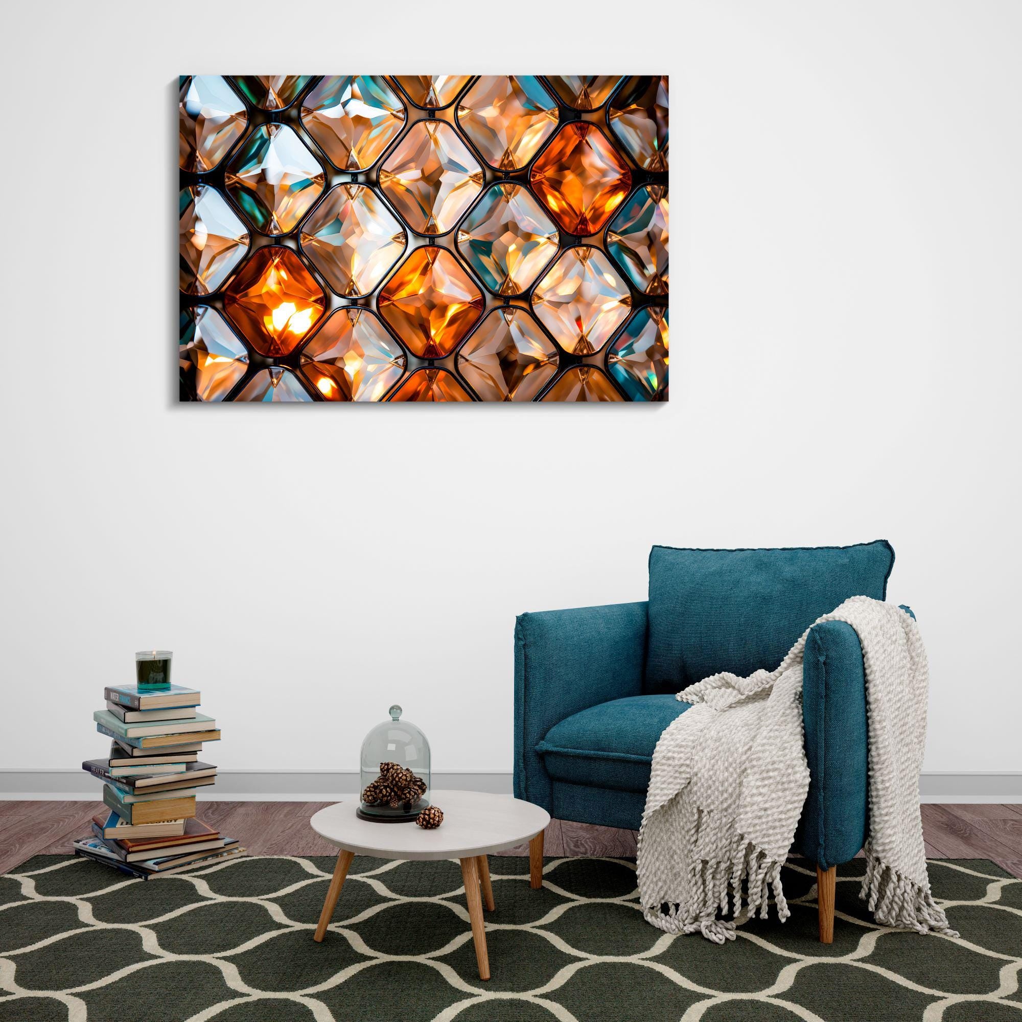 Prismatic Bastion Luxury Crystal Acrylic Wall Art | Geometric Faceted Mosaic | Contemporary Designer Wall Panel