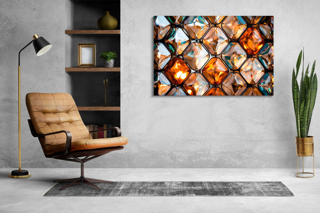 Prismatic Bastion Luxury Crystal Acrylic Wall Art | Geometric Faceted Mosaic | Contemporary Designer Wall Panel
