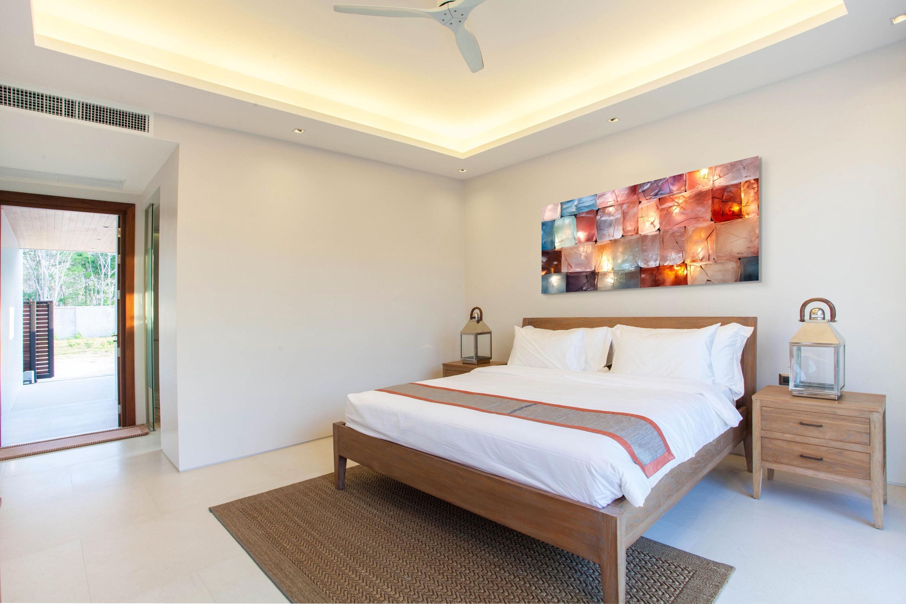 3D Acrylic Wall Art "CrystalForge" – Oversized Panoramic Above Bed Decor with Light Play Effect