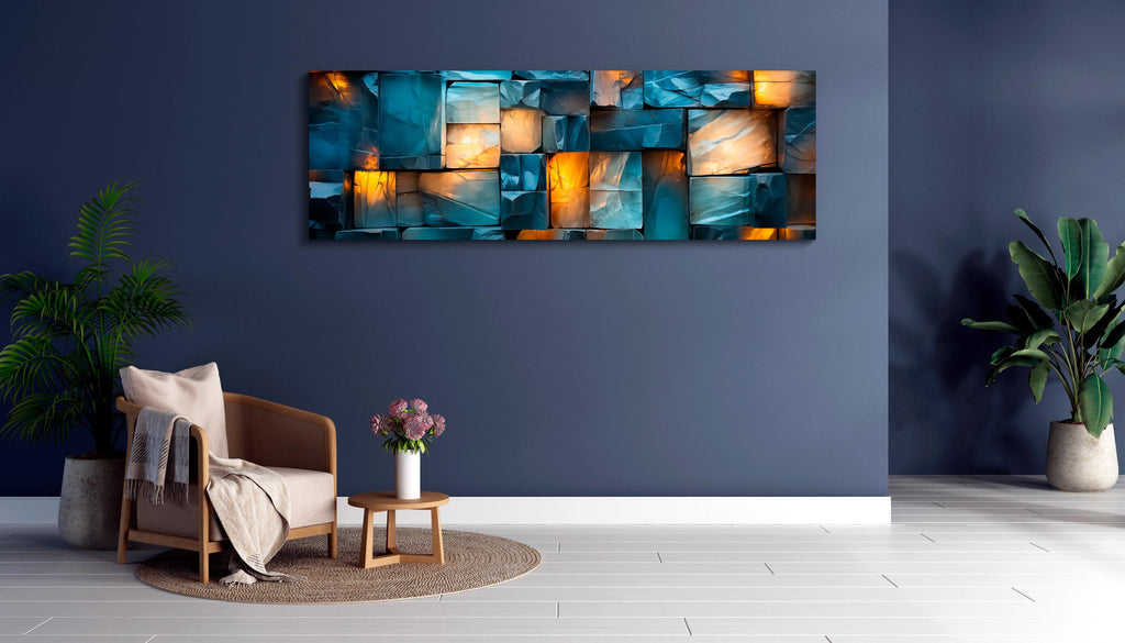 3D Light Play Wall Art: 'Obsidian Glow' Panoramic Acrylglass