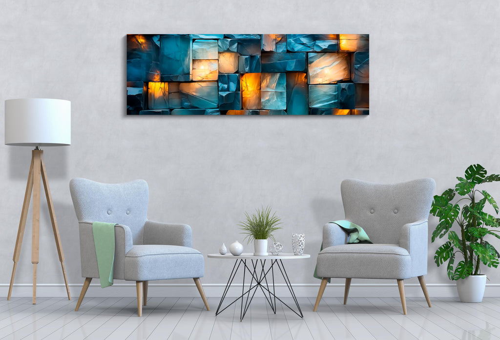 3D Light Play Wall Art: 'Obsidian Glow' Panoramic Acrylglass