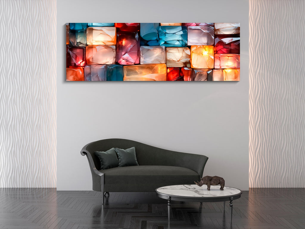 3D Crystal Glass Wall Art: 'Molten Prism' Panoramic Sculpture