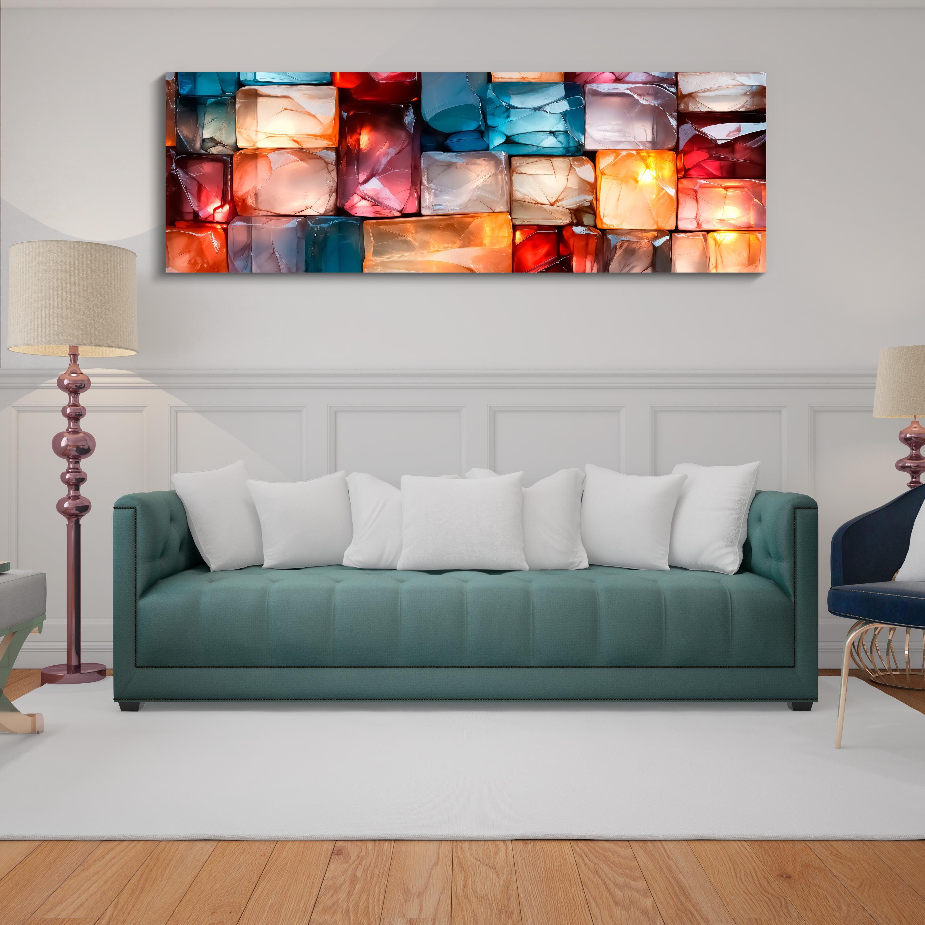 3D Crystal Glass Wall Art: 'Molten Prism' Panoramic Sculpture