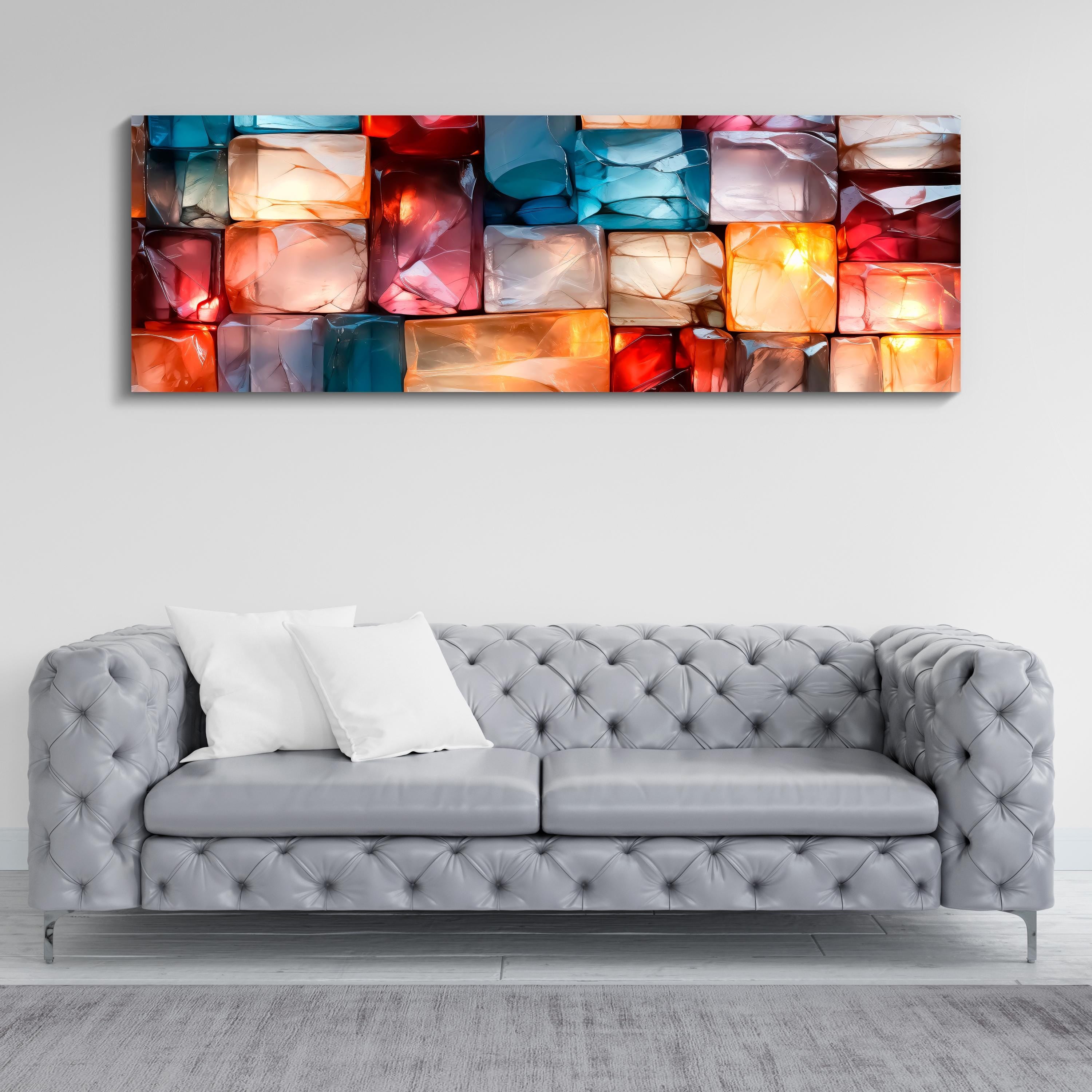 3D Crystal Glass Wall Art: 'Molten Prism' Panoramic Sculpture