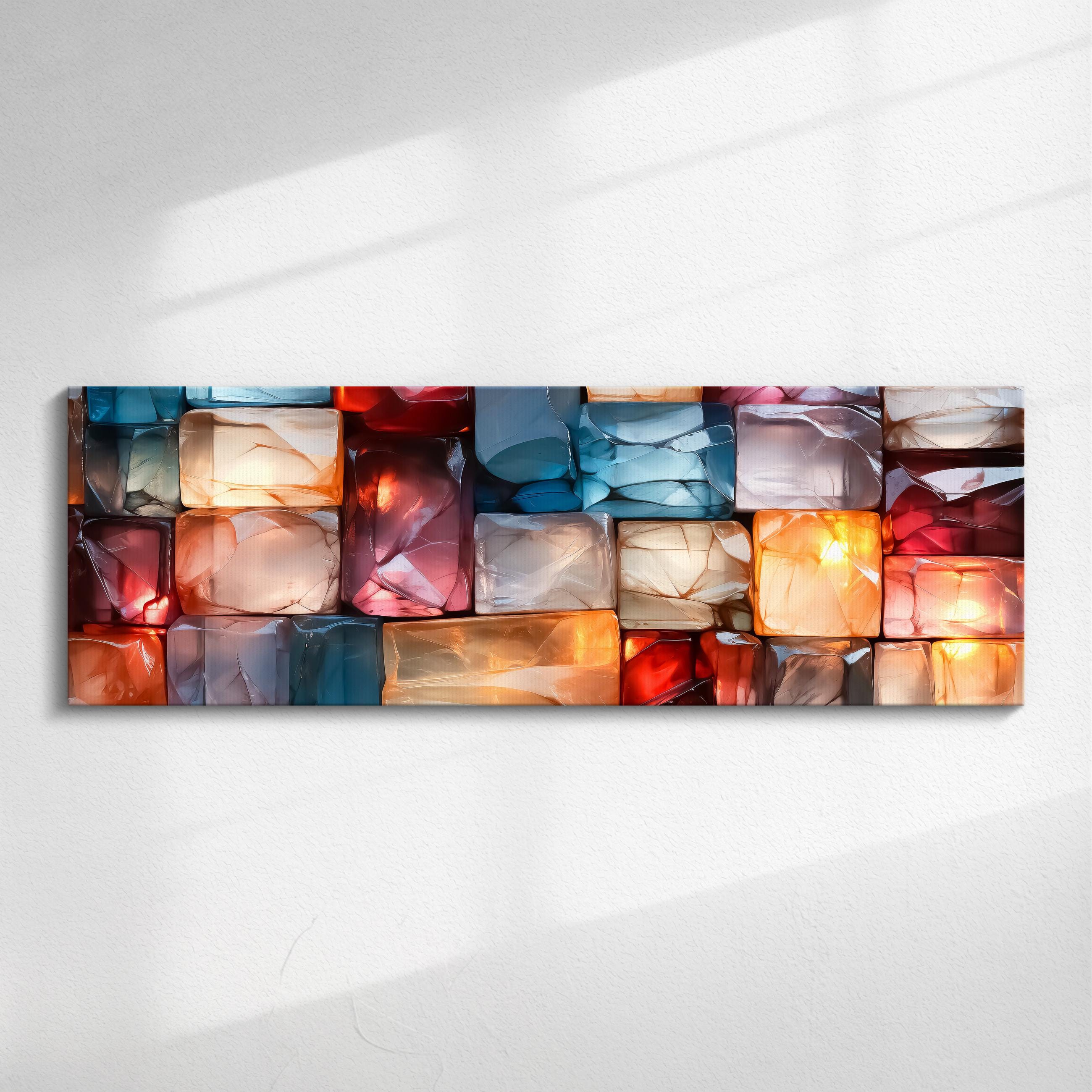 3D Crystal Glass Wall Art: 'Molten Prism' Panoramic Sculpture