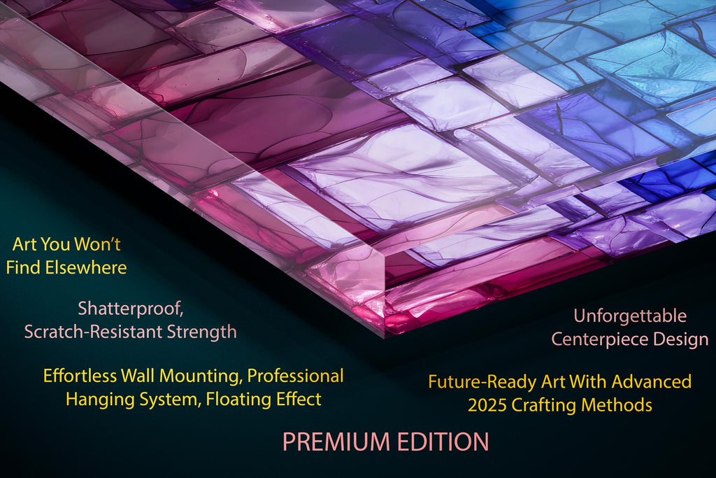 Panoramic Crystal Acrylglass Wall Art: 'Spectrum Flow' Light Play