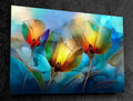 Golden Poppy Crystal AcrylicGlass Wall Art: Luxury Floral Decor