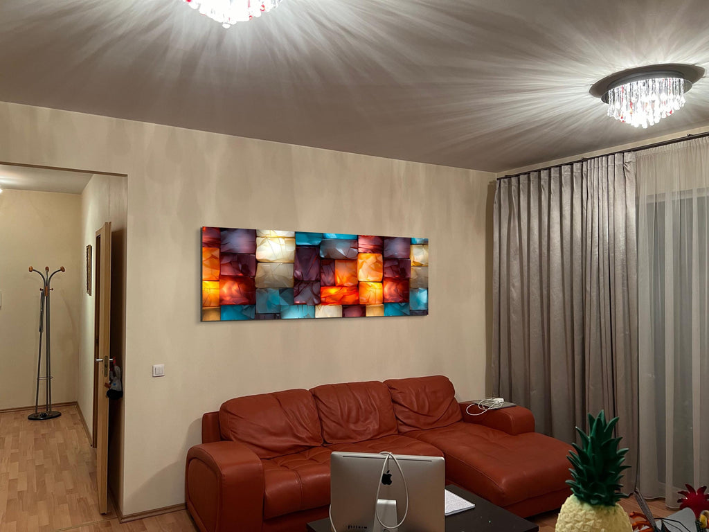 Oversized Panoramic Wall Art: 3D Light Play Acrylic Glass