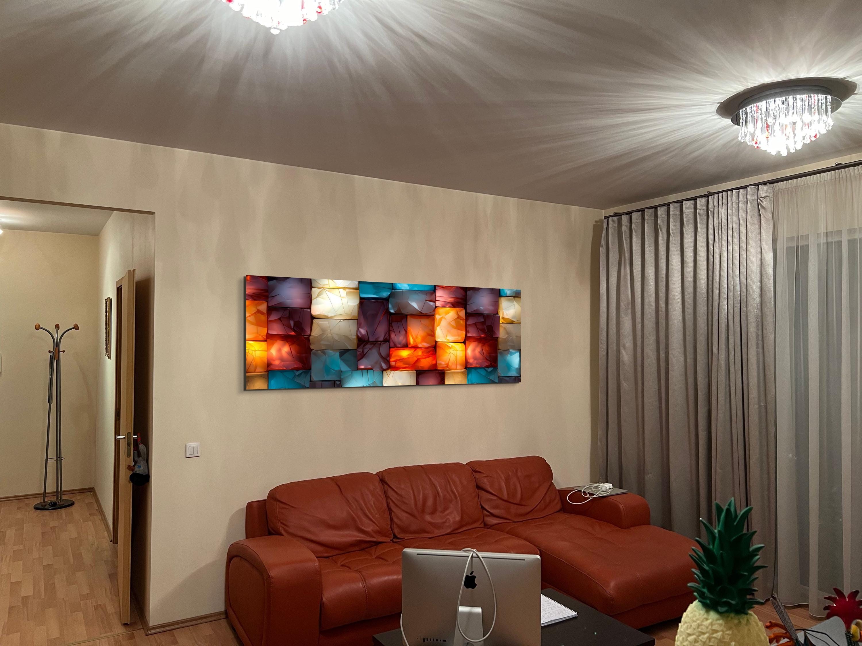 Oversized Panoramic Wall Art: 3D Light Play Acrylic Glass