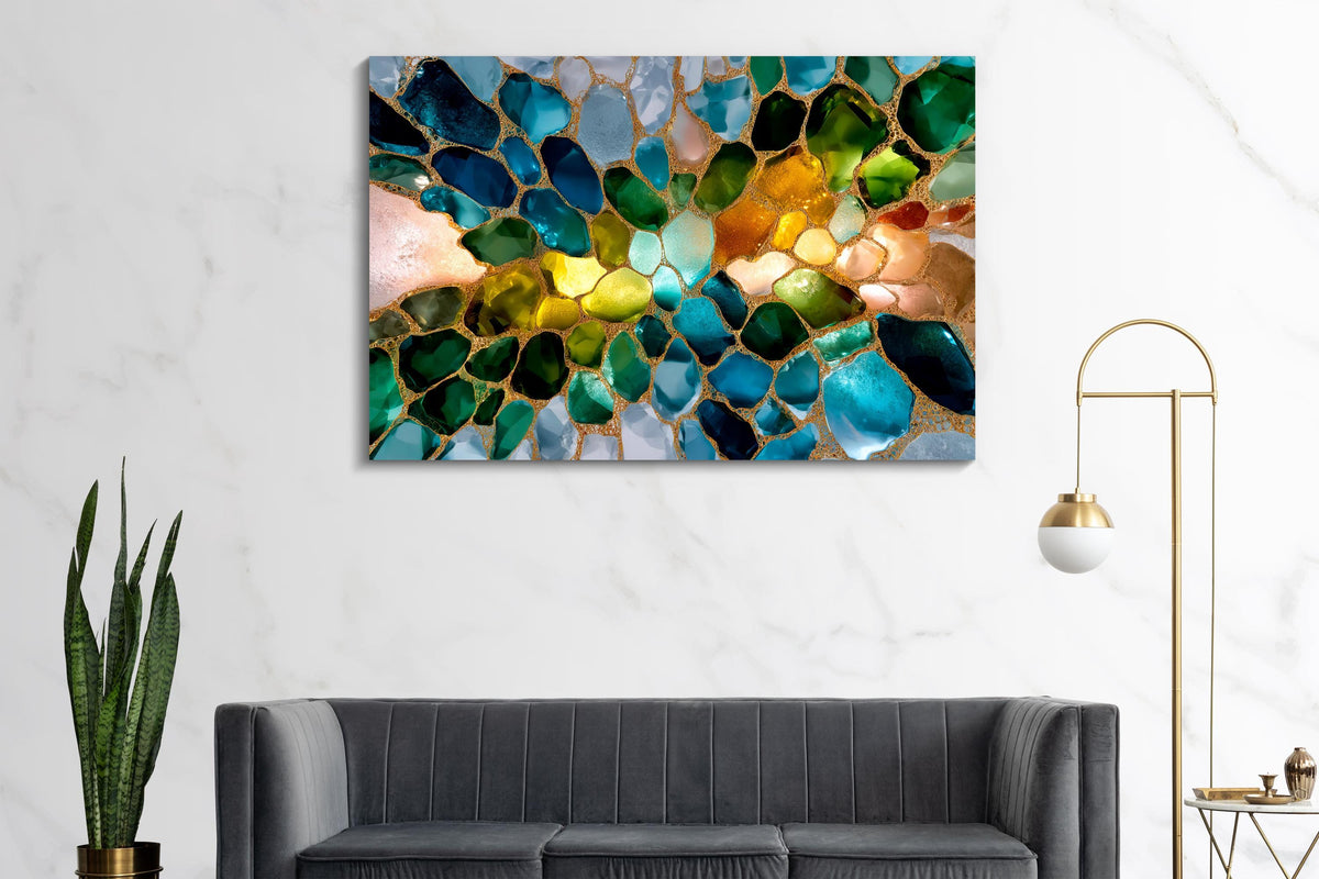 Verdant Aurora Crystal AcrylGlass Wall Art: Elegant Home Decor