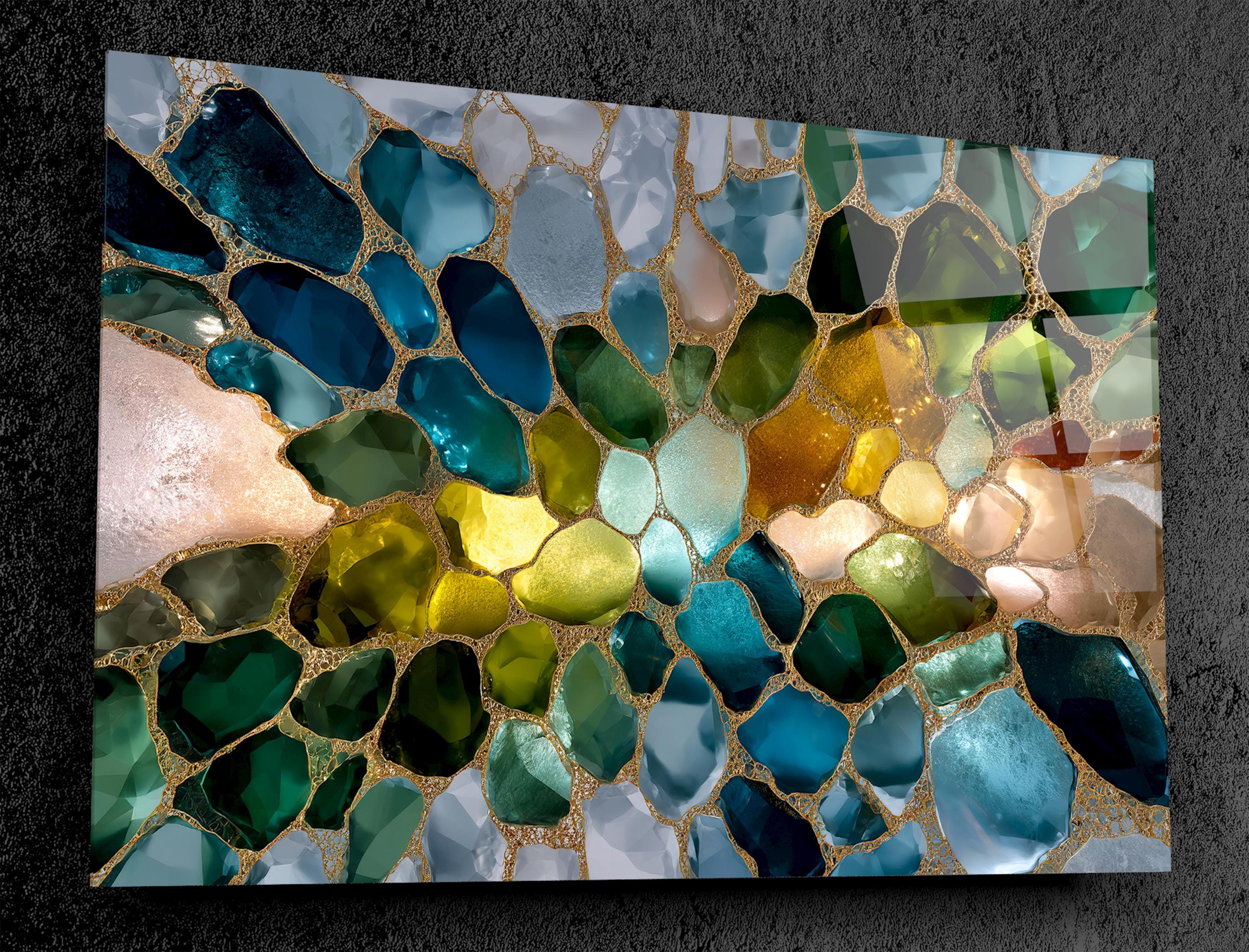 Verdant Aurora Crystal AcrylGlass Wall Art: Elegant Home Decor