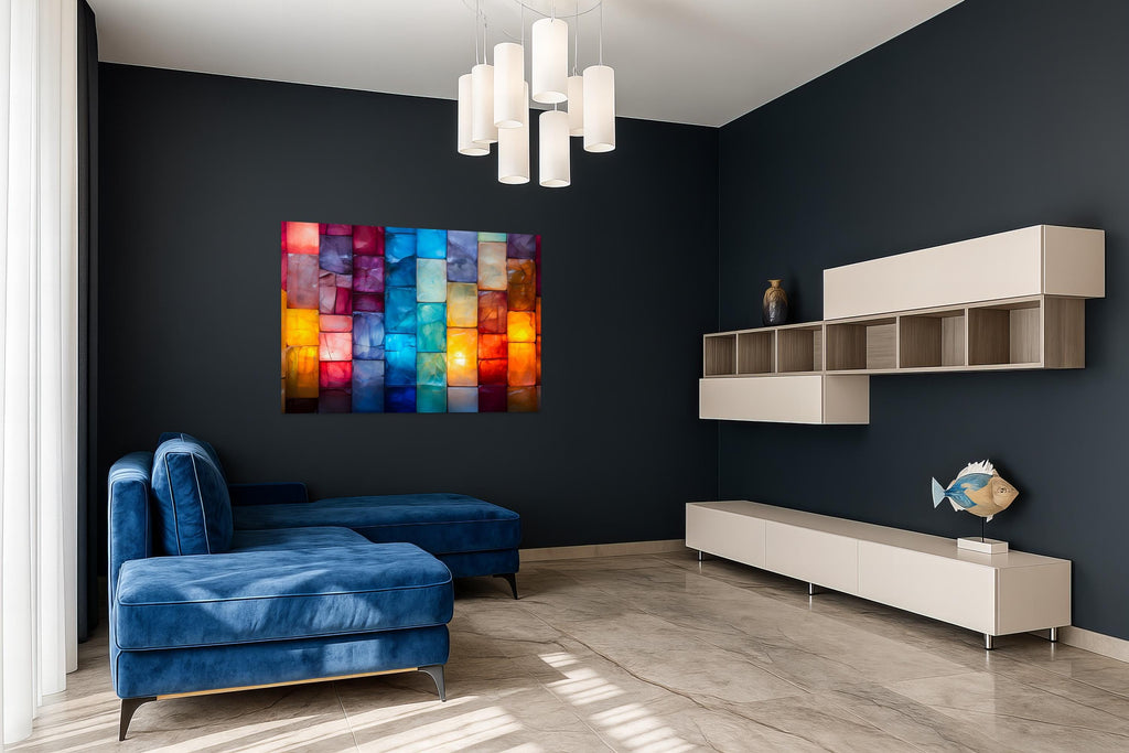 Marblesque Acrylic Glass Wall Art: Sapphire, Emerald, Amethyst Hues