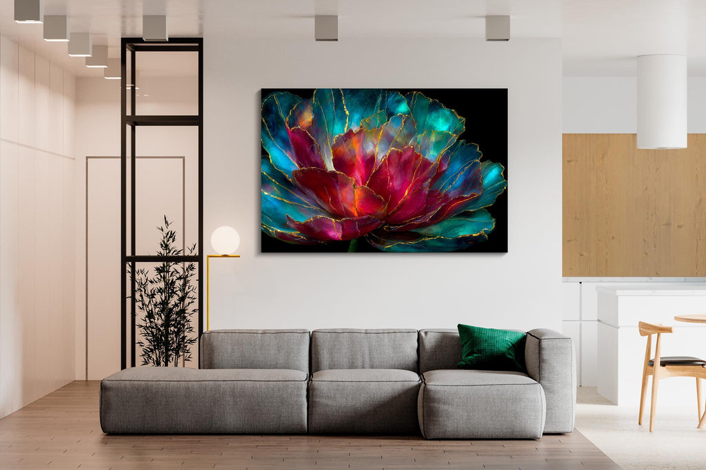 3D Gemstone Flower Wall Art: Aurora Peony Crystal AcrylGlass