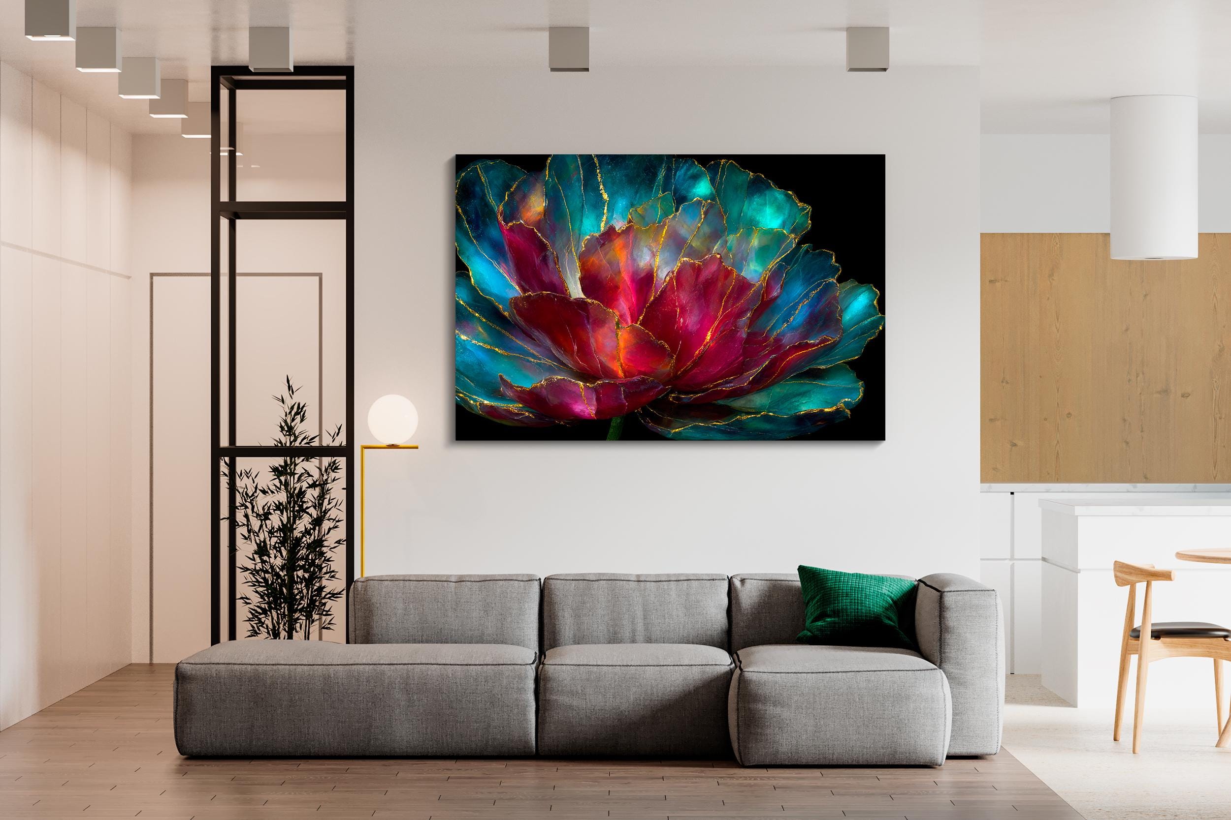 3D Gemstone Flower Wall Art: Aurora Peony Crystal AcrylGlass