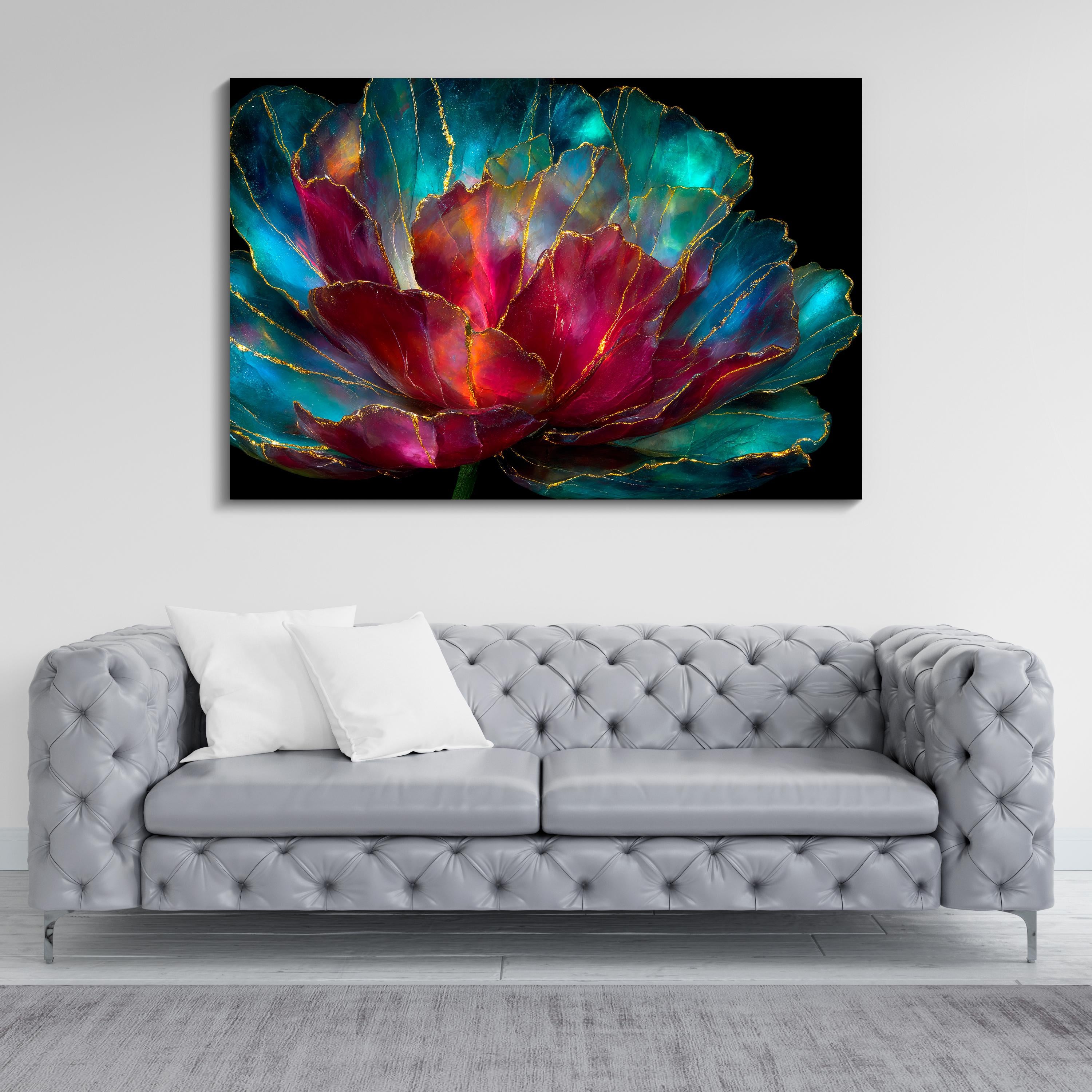 3D Gemstone Flower Wall Art: Aurora Peony Crystal AcrylGlass