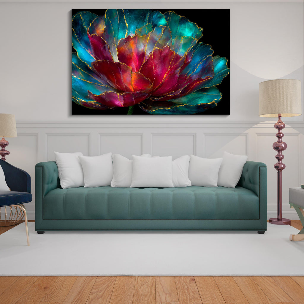 3D Gemstone Flower Wall Art: Aurora Peony Crystal AcrylGlass
