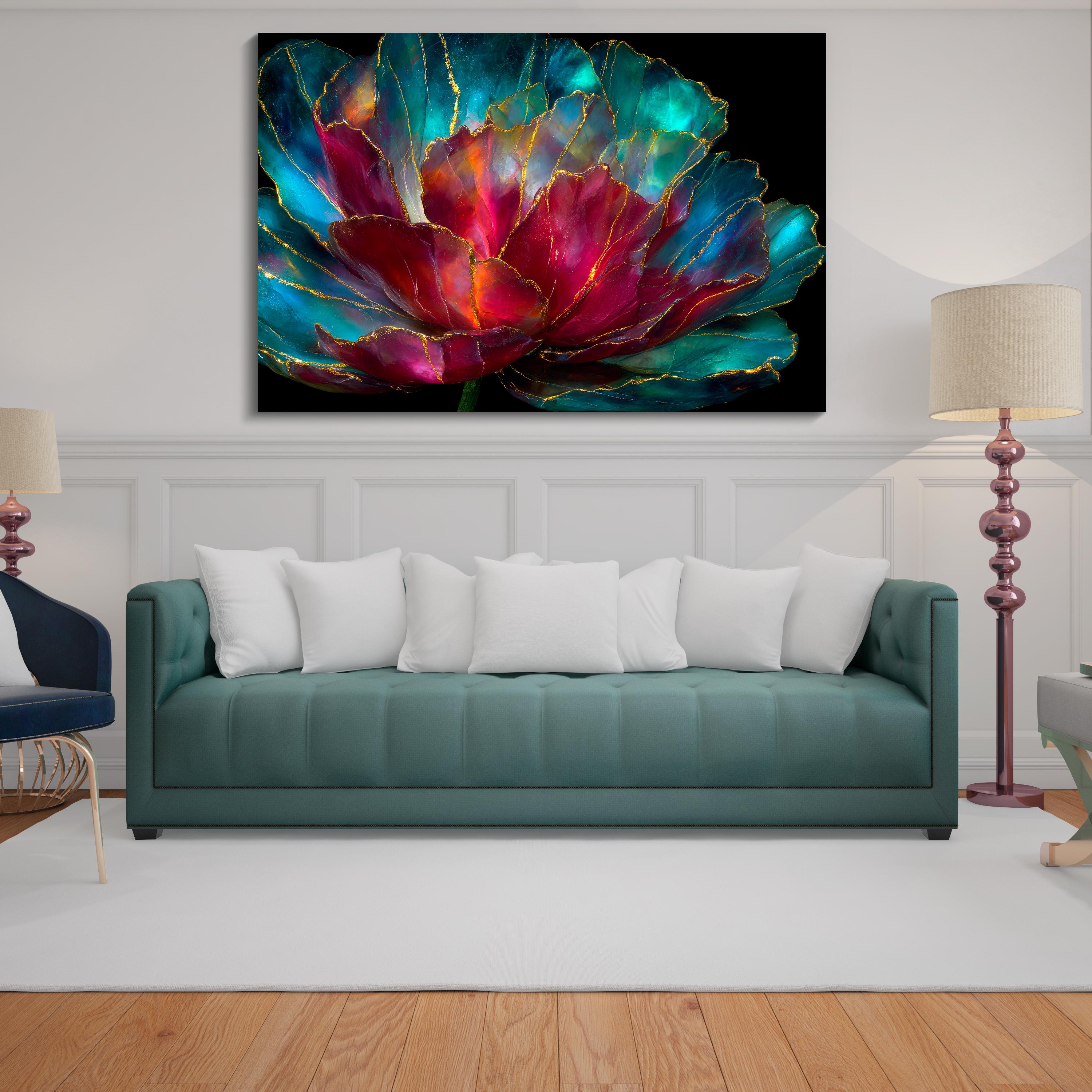 3D Gemstone Flower Wall Art: Aurora Peony Crystal AcrylGlass