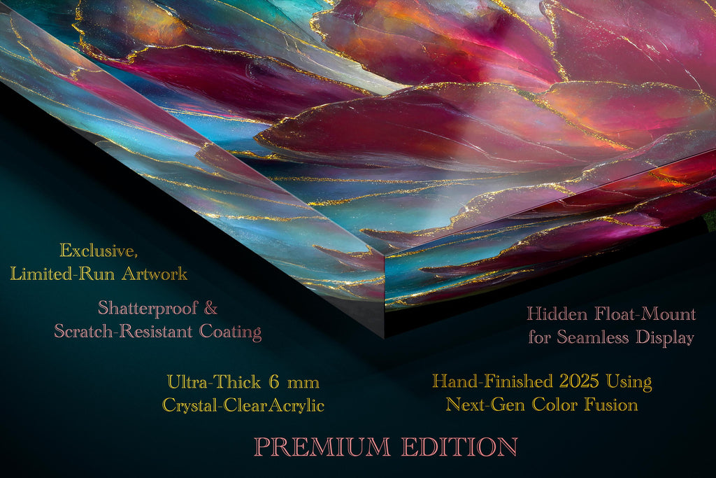 3D Gemstone Flower Wall Art: Aurora Peony Crystal AcrylGlass