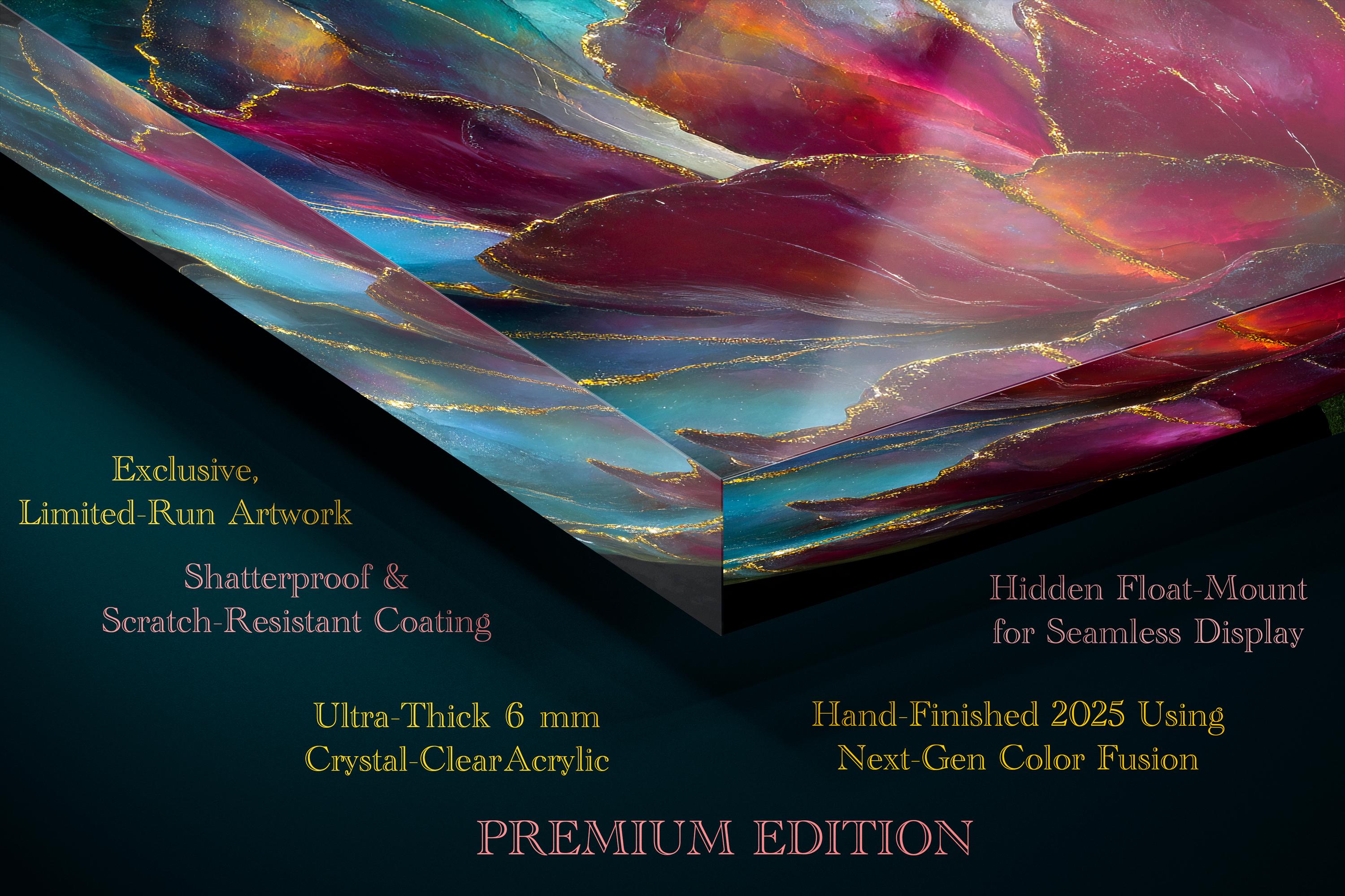 3D Gemstone Flower Wall Art: Aurora Peony Crystal AcrylGlass