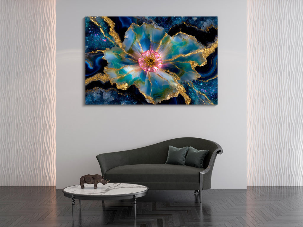 Crystal AcrylGlass Wall Art: Stellar Blossom Gem - Luxury Statement Piece
