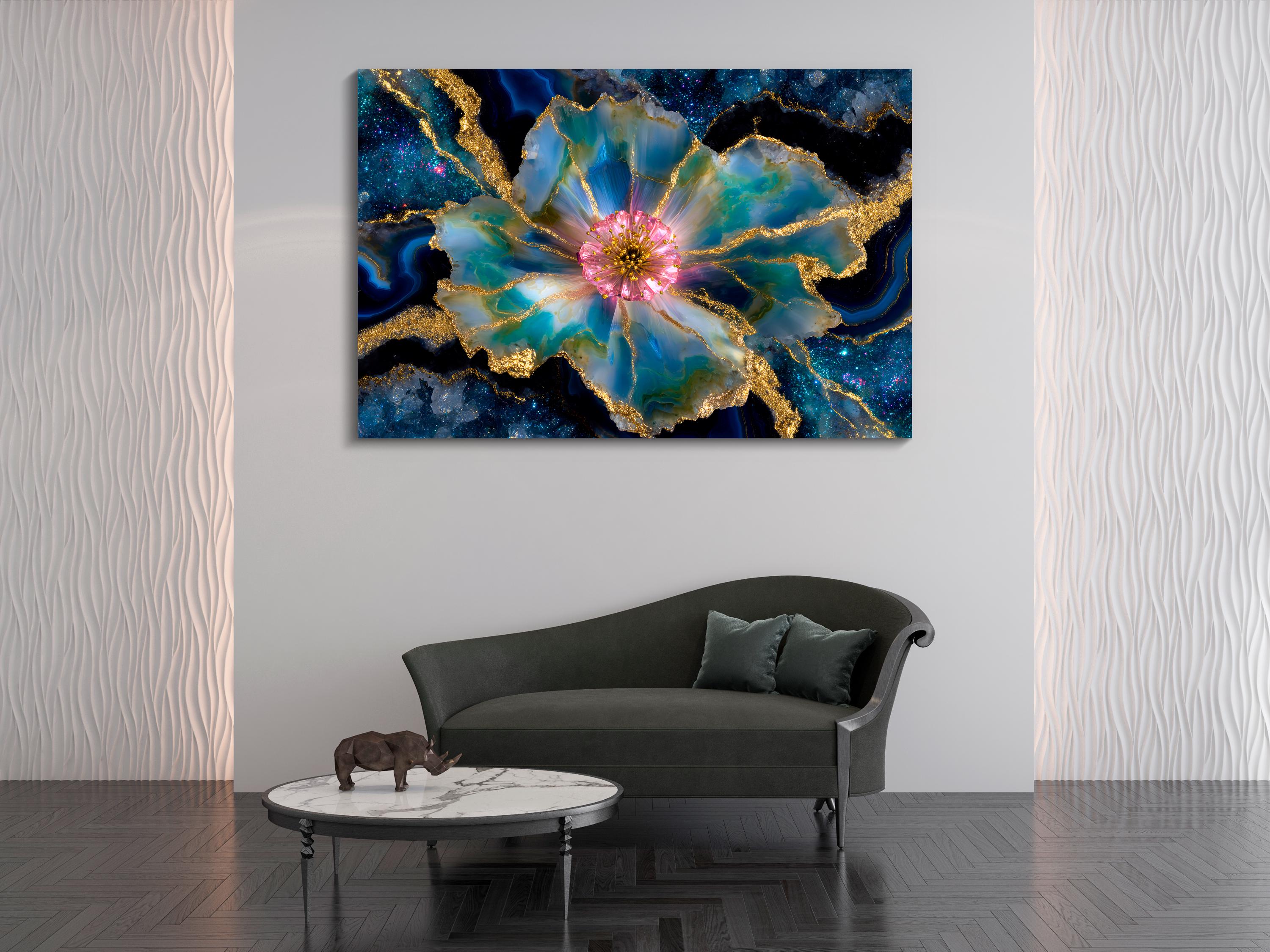 Crystal AcrylGlass Wall Art: Stellar Blossom Gem - Luxury Statement Piece