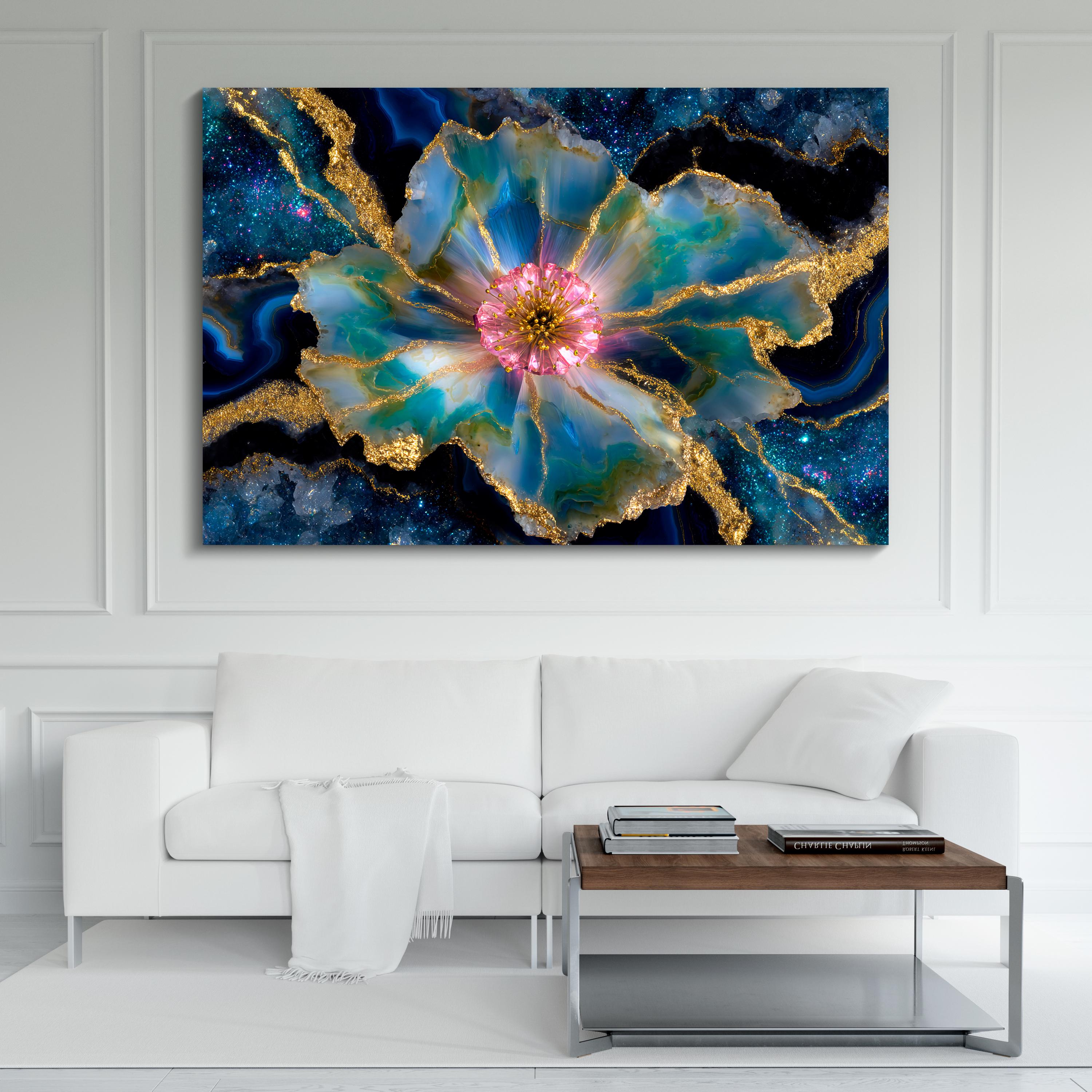 Crystal AcrylGlass Wall Art: Stellar Blossom Gem - Luxury Statement Piece