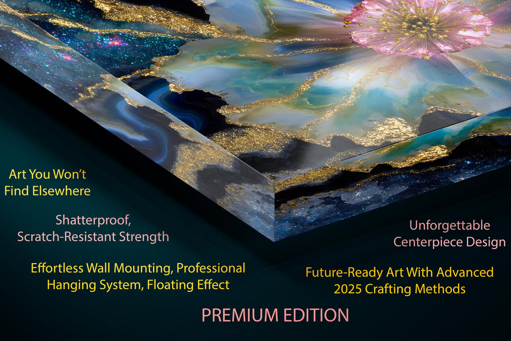 Crystal AcrylGlass Wall Art: Stellar Blossom Gem - Luxury Statement Piece