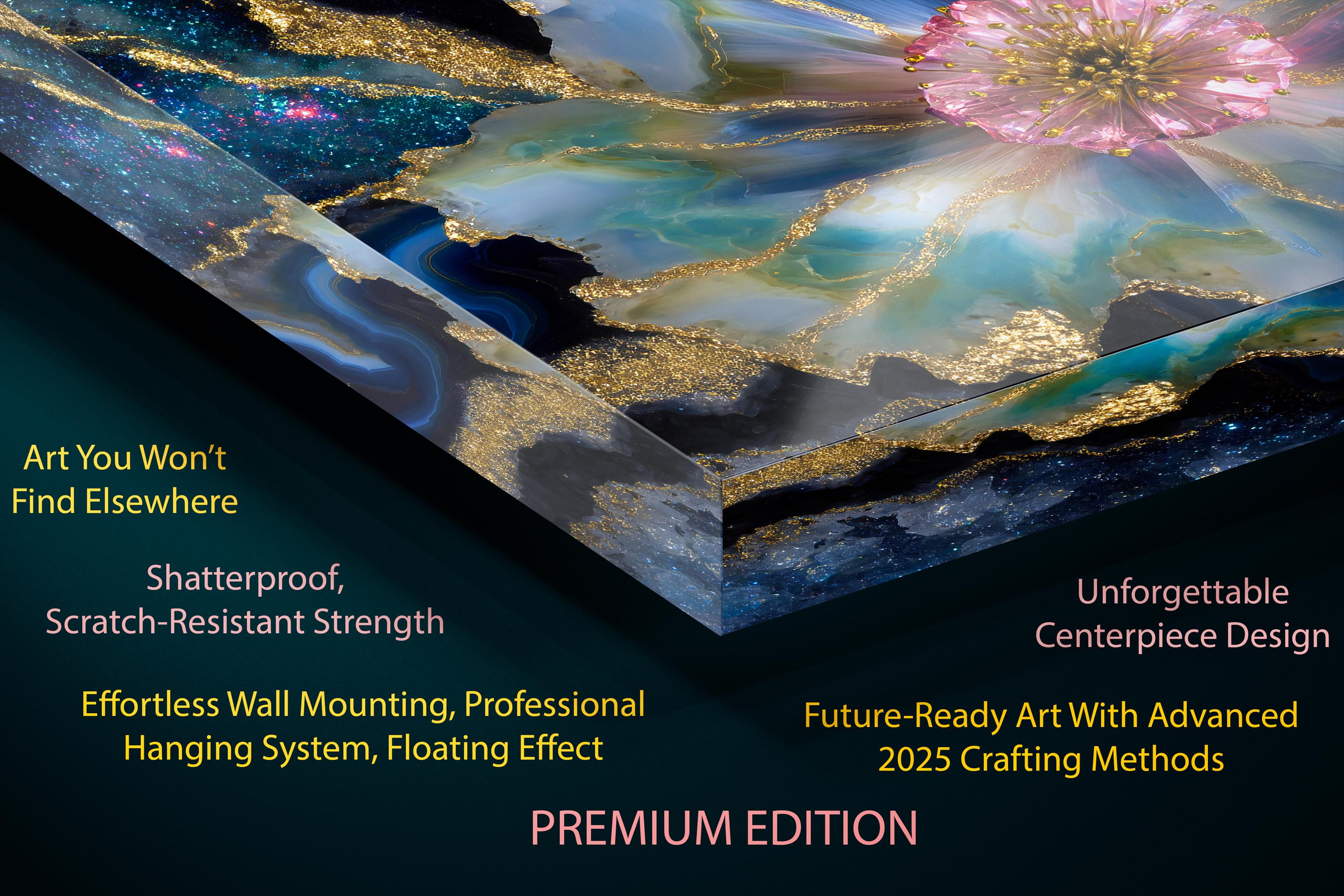Crystal AcrylGlass Wall Art: Stellar Blossom Gem - Luxury Statement Piece