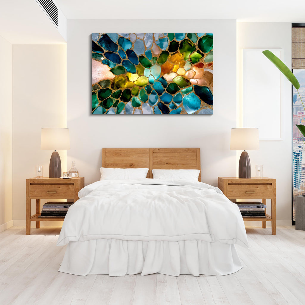 Verdant Aurora Crystal AcrylGlass Wall Art: Elegant Home Decor