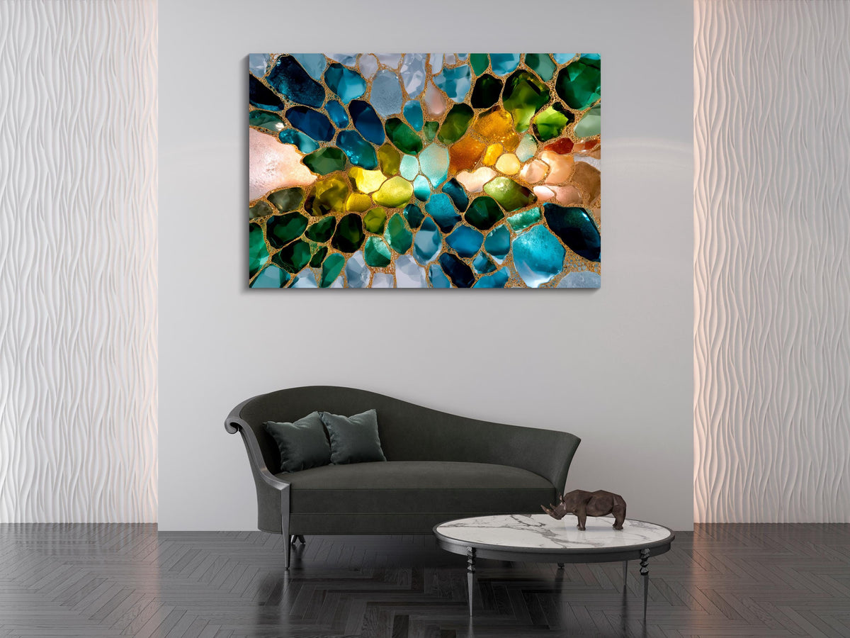 Verdant Aurora Crystal AcrylGlass Wall Art: Elegant Home Decor